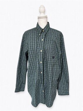 Men's Green Plaid Button-Down Shirt - Classic Casual
